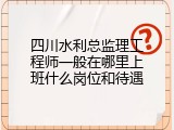 四川水利总监理工程师一般在哪里上班什么岗位和待遇