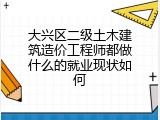大兴区二级土木建筑造价工程师都做什么的就业现状如何