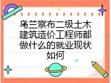 乌兰察布二级土木建筑造价工程师都做什么的就业现状如何