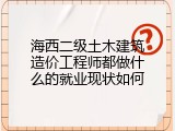 海西二级土木建筑造价工程师都做什么的就业现状如何