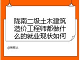 陇南二级土木建筑造价工程师都做什么的就业现状如何