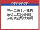 兰州二级土木建筑造价工程师都做什么的就业现状如何