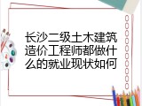 长沙二级土木建筑造价工程师都做什么的就业现状如何
