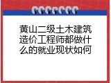 黄山二级土木建筑造价工程师都做什么的就业现状如何