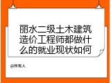 丽水二级土木建筑造价工程师都做什么的就业现状如何