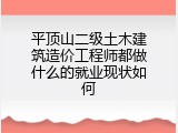 平顶山二级土木建筑造价工程师都做什么的就业现状如何