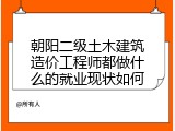 朝阳二级土木建筑造价工程师都做什么的就业现状如何