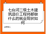 七台河二级土木建筑造价工程师都做什么的就业现状如何