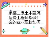 承德二级土木建筑造价工程师都做什么的就业现状如何