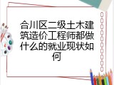 合川区二级土木建筑造价工程师都做什么的就业现状如何