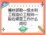锡林郭勒一级水利工程造价工程师一般在哪里工作什么岗位