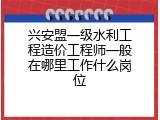 兴安盟一级水利工程造价工程师一般在哪里工作什么岗位
