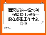 西双版纳一级水利工程造价工程师一般在哪里工作什么岗位
