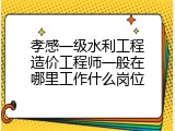 孝感一级水利工程造价工程师一般在哪里工作什么岗位