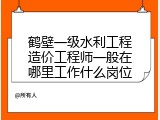 鹤壁一级水利工程造价工程师一般在哪里工作什么岗位