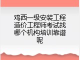 鸡西一级安装工程造价工程师考试找哪个机构培训靠谱呢