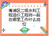 青浦区二级水利工程造价工程师一般在哪里工作什么岗位