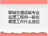 聊城交通运输专业监理工程师一般在哪里工作什么岗位