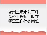 贺州二级水利工程造价工程师一般在哪里工作什么岗位