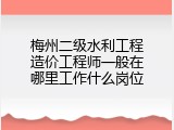 梅州二级水利工程造价工程师一般在哪里工作什么岗位