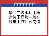 毕节二级水利工程造价工程师一般在哪里工作什么岗位