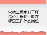 常德二级水利工程造价工程师一般在哪里工作什么岗位