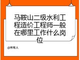 马鞍山二级水利工程造价工程师一般在哪里工作什么岗位