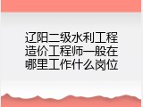 辽阳二级水利工程造价工程师一般在哪里工作什么岗位