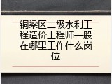铜梁区二级水利工程造价工程师一般在哪里工作什么岗位