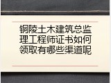 铜陵土木建筑总监理工程师证书如何领取有哪些渠道呢