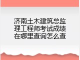 济南土木建筑总监理工程师考试成绩在哪里查询怎么查