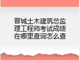 晋城土木建筑总监理工程师考试成绩在哪里查询怎么查