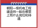 朝阳一级机电工程建造师一般在哪里上班什么岗位和待遇