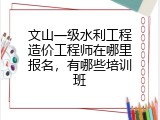 文山一级水利工程造价工程师在哪里报名，有哪些培训班