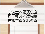 宁波土木建筑总监理工程师考试成绩在哪里查询怎么查