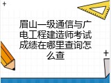 眉山一级通信与广电工程建造师考试成绩在哪里查询怎么查