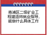 青浦区二级矿业工程建造师就业指导，能做什么具体工作