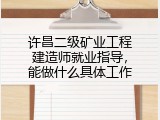许昌二级矿业工程建造师就业指导，能做什么具体工作