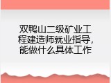 双鸭山二级矿业工程建造师就业指导，能做什么具体工作