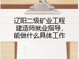 辽阳二级矿业工程建造师就业指导，能做什么具体工作
