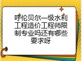 呼伦贝尔一级水利工程造价工程师限制专业吗还有哪些要求呀