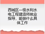 西城区一级水利水电工程建造师就业指导，能做什么具体工作