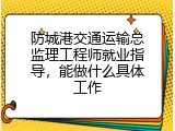 防城港交通运输总监理工程师就业指导，能做什么具体工作