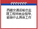 西藏交通运输总监理工程师就业指导，能做什么具体工作