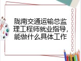 陇南交通运输总监理工程师就业指导，能做什么具体工作