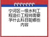 宁河区一级水利工程造价工程师需要学什么科目呢哪些内容