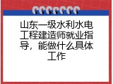 山东一级水利水电工程建造师就业指导，能做什么具体工作