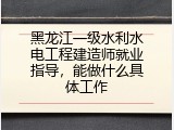 黑龙江一级水利水电工程建造师就业指导，能做什么具体工作