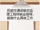 抚顺交通运输总监理工程师就业指导，能做什么具体工作