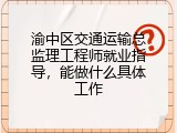 渝中区交通运输总监理工程师就业指导，能做什么具体工作